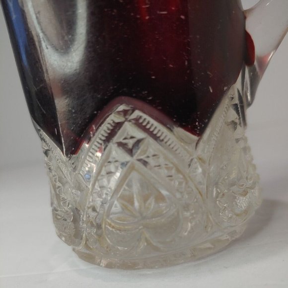 Antique Souvenir YORK, NEBRASKA Ruby Red Red Glass Mug Creamer Crystal Cup 1910 - Picture 2 of 8